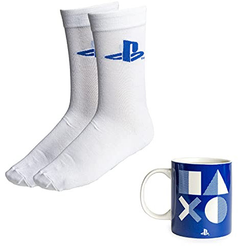 Paladone Juego de tazas y calcetines de Playstation, producto oficial de juego