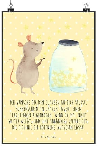 Mr. & Mrs. Panda Poster Maus Sterne DIN A4 - Geschenk, Kunstdruck, Tiere, Küchenposter, Taufe, lustige Sprüche, Gute Laune, Wanddeko Bild,