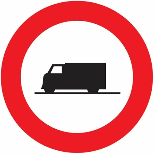 CARTELLO IN LAMIERA SCATOLATA DISCO diametro 60 cm - Transito vietato ai mezzi pesanti Divieto - SEGNALE CATARIFRAGENTE CON CAVALLETTO (CARTELLO CLASSE 2)