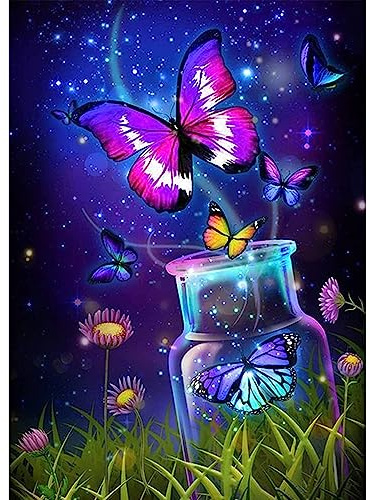 O&BTRC01 Diamond Painting für Erwachsene 30 x 40 cm, DIY Diamantbild Schmetterling, kreative Diamantmalerei als Wanddeko und Geschenkidee