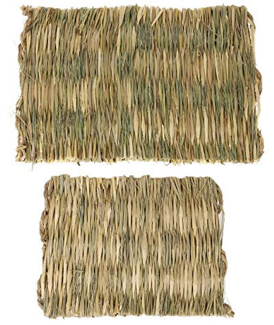 LAXED Lot de 2 tapis de paille pour animal domestique - Jouet à mâcher - Tapis de préparation de l'herbe pour petits animaux, rats, cochons d'