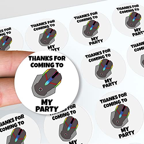 AK Giftshop Gaming Video PC Gamer Themed Thank You Birthday Party Stickers for Party Bags & Sweet Cones (48 Stickers)
