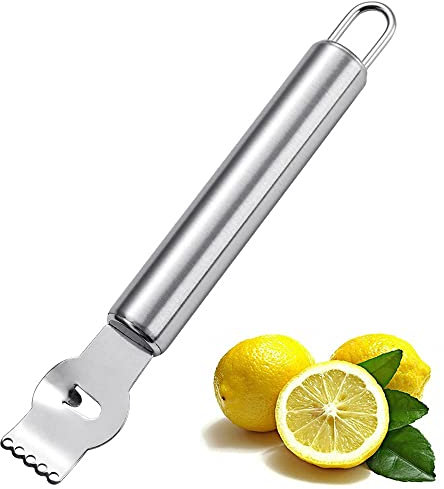 TAIHE Edelstahl Zestenreißer, Orangenschäler Zitronenreibe Zester, Zitronen Zester Schäler Zestenschneider für Gin Cocktails, Limetten Orangen