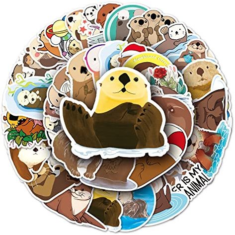 Affoto Eurasian River Otter Stickers (50 PCS), Waterproof Vinyl PVC, Perfect for Laptop, Water Bottle, Skateboard, etc.