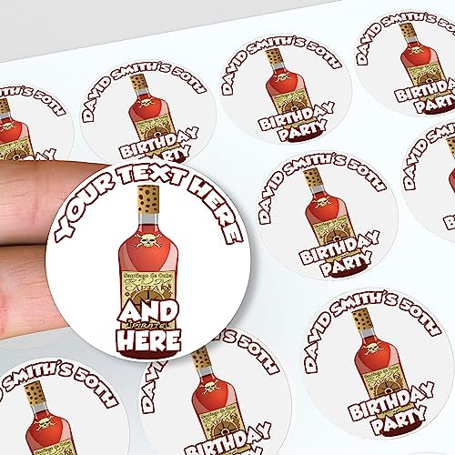 AK Giftshop Personalised Rum Themed Stickers Custom Labels Decorations Party Birthday Celebrations (48 Stickers)