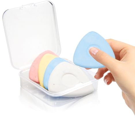 Rumyve 4-Piece Sewing Tailor's Chalk Set - Colorful Marking Pens for Fabric (White, Yellow, Red, Blue) in Concealed Case