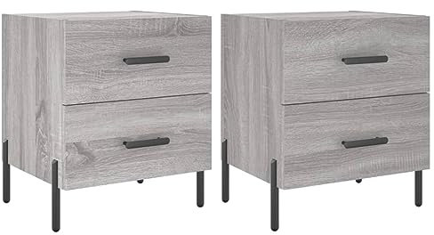 vidaXL Nachttisch 2 STK., Nachtschrank mit viel Stauraum, Kommode für Schlafzimmer, Nachttischschrank Beistelltisch Aufbewahrung Nachtkästchen, Grau Sonoma Holzwerkstoff