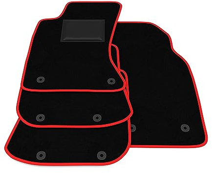 Fußmatten kompatibel mit Audi S4 B5 1997-2001 Roter Rand Fußmatten Set Fußmatten Set Velours Autoteppich