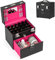 Kosmetikkoffer Groß Schminkkoffer Leer Make Up Koffer Professionelle Beauty Case Friseurkoffer Nagelkoffer,Kosmetiktasche Mit Schloss, Schwarz Leder-Kosmetiktasche