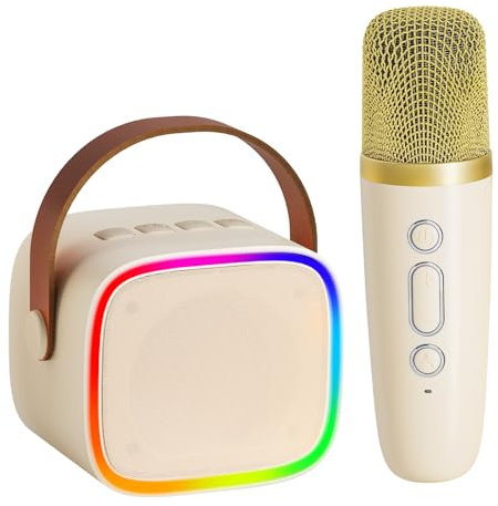 BONAOK Mikrofon Karaoke Maschine, Bluetooth Karaokemaschinen für Kinder Erwachsene, Tragbarer Karaoke-Player Mikrofon zum Aufladen, Kinder Elektronisches Spielzeug (Beige)
