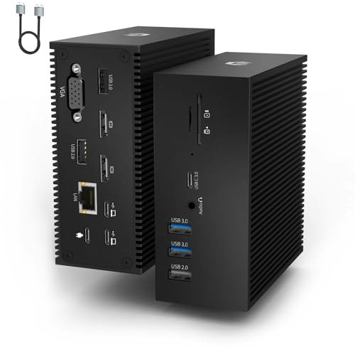 16 in 2 USB C Docking Station für MacBook Pro/Air, Universal USB C Dock Triple Display Multiport Hub mit 4K HDMI, VGA, 100W PD Dongle (USB-A/C 3.0, RJ45 LAN, Audio & Mic, SD/TF) für Lenovo, HP, Dell