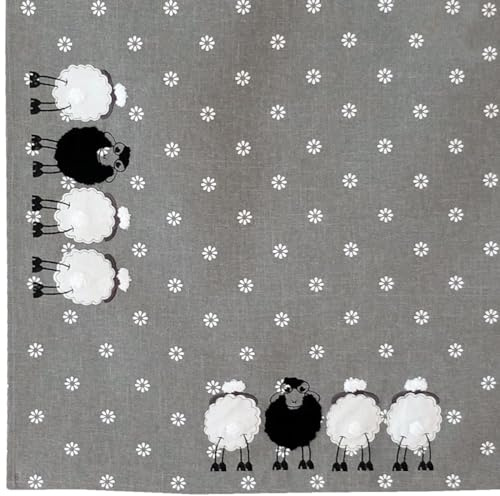 matches21 HOME & HOBBY Tischdecke Brenda 85 x 85 cm Schaf-Applikation & Stickerei Mitteldecke im Landhausstil Polyester