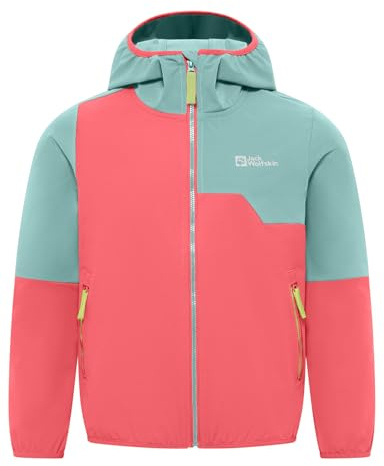 Jack Wolfskin Unisex Kinder Turbulence Hooded Jkt Softshelljacke, Sunset Coral, 128 EU