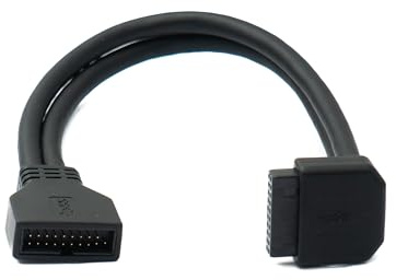 System-S USB 3.0 Kabel 25 cm 19 Pin Stecker zu 20 Pin Buchse Motherboard Down Angled Winkel 5 Gbit/s 100W