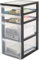 Plastic Drawer Tower Storage Unit on Wheels - 2 Deep 2 Shallow