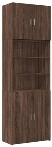 Willood Highboard Braun Eichen-Optik 80x42,5x249 cm Holzwerkstoff Geeignet für Küche, Wohnzimmer, Schränke 80cm breit - Sieben Fächer(249cm)