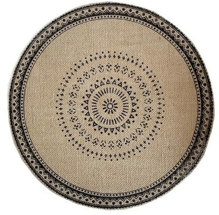 LJQZFWXX 38CM Black And White Braided Woven Place Mats For Table Woven Placemats Doily Round Braided Coasters With Tassel (Brown*black 38cm)