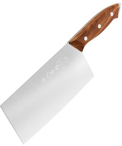 SHI BA ZI ZUO Coltello Cinese da Cucina,Mannaia da Cucina Professionali Coltello da Chef in Acciaio Inox con Manico in Legno Antiscivolo