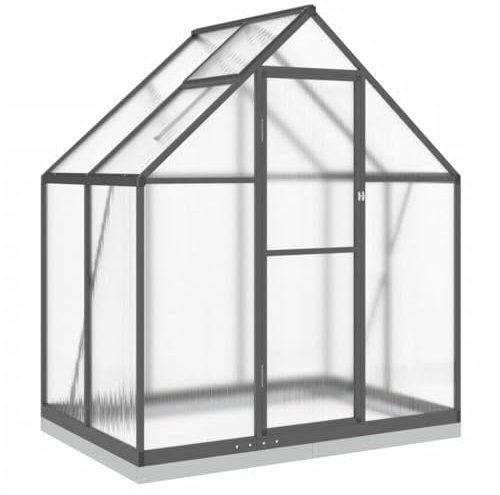 Serre de Jardin en Aluminium et Polycarbonate pour Potager Exterieur, Serre à semis avec Lucarne et Porte, Serre Hivernage Tente Abri pour Les Plantes, Anthracite 169x114x202 cm