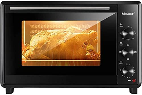 BeTlreo Forno 40L Grande capacità Elettrico Forno for Uso Domestico Cottura Piccola Forno Multifunzione Forno a Forno Automatico, 60 Minuti Tempi, Finestra in Vetro visibile(Black)