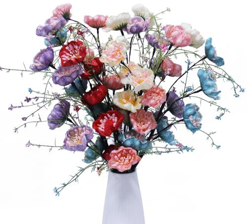 TooGet Artificial Flowers Azalea Plastic Flowers for Outdoors Fake Azalea Bushes Silk Flower Greenery for Patio Lawn Garden Decoration, Height 24 Inches (Mixed Color - 8 PCS)