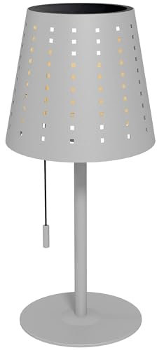 Outsunny Solar Tischlampe, Dimmbar Schreibtischlampe, Outdoor LED USB-Aufladebar Akku-Tischleuchte, Tragbare Nachttischlampe, IP44 Wasserdicht Nachtlicht für Balkon, Garten, Hellgrau