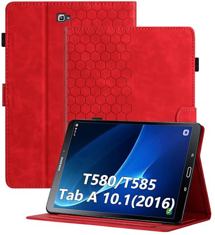 Cicili Hülle für Samsung Galaxy Tab A 10.1 Zoll 2016 (SM-T580/T585), Flip Case Cover für Samsung Galaxy Tab A 10.1 2016 Tablet Folio Schutzhülle mit Tasche Ständer PU Lederhülle - Rot