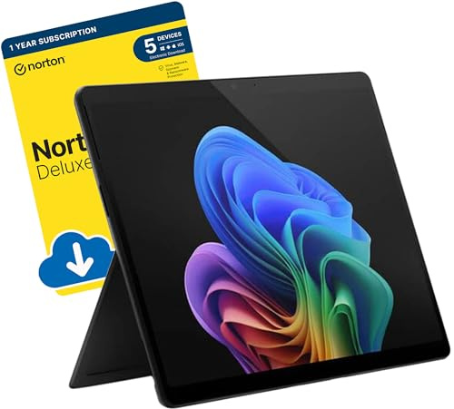 Surface Pro 11 Copilot + AI 13-inch 120 Hz Touchscreen (Intel Core Ultra 5 236V, 16 GB LPDDR5x-SDRAM, 256 GB SSD, Wi-Fi 7, Windows 11 Pro) includes Free Norton 360 Deluxe Antivirus Software