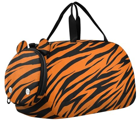 Tanztasche, Sporttasche für Mädchen, Jungen, Tigerstreifen, Hautmuster, Kinder-Sporttasche, Zebra-Orange, Reisetasche mit Namen, Wochenendtasche