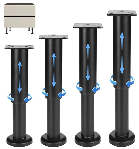 4 STK Möbelfüße Verstellbar Schwarz,18-30 cm Höhenverstellbare Füße | für Möbelfüße Füsse für Schrankfüsse Sofafüße Stellfüße Schrankbeine Couchfüße Bettbeine Bettfüße Kommoden Sofa Füße