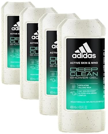 Adidas - Active Skin & Mind Gel Douche - Deep Clean Homme 400 ML (Lot de 4)