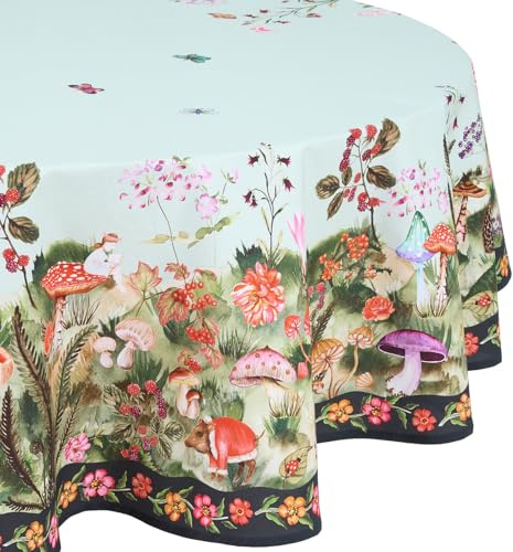 BUTLERS Tischdecke Baumwolle - Funghi & Flowers - Quadratisch | Farbe Multicolor - 160x160 cm - Tischtuch für Hauptspeisen & Desserts - Tischwäsche für Teller & Besteck