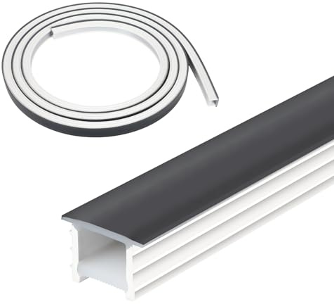 UUGRO Schwarz LED Silikon Profil, 5M 15x10mm Flexibles LED-Streifen Diffusor Kanal, Led Strip Abdeckung für Akustikpaneel Decke Wand Schrank Beleuchtung (NICHT inhält LED Streifen)
