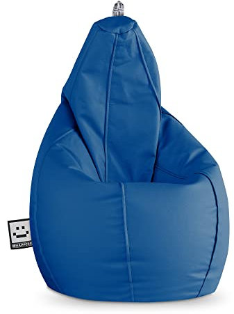 HAPPERS Puff Salón Pera Polipiel Interior Azul XL