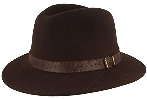 Breiter Outdoor Filz-Hut Trekking-Hut Wollhut aus 100% Wolle – Hut Wasserabweisend & Faltbar – mit Ledergarnitur - Für Herren & Damen