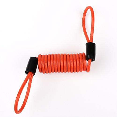 YJS Antivols de Frein à Disque Cable de Rappel Verrouillage du Disque D'alarme Cha?ne de sécurité Spring Coil Wire SPC001 (Orange)