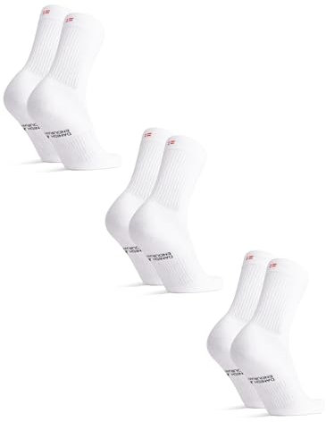 DANISH ENDURANCE Calzini da Tennis in Cotone Organico, Padel e Sport, per Uomo e Donna, 3 o 6 Paia, Bianco, 39-42