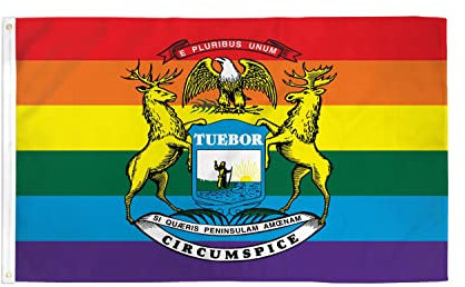 AZ FLAG - Flagge Michigan Regenbogen - 150x90 cm - Lgbt Michigan Fahne 100% Polyester mit Messing-Ösen - 110g