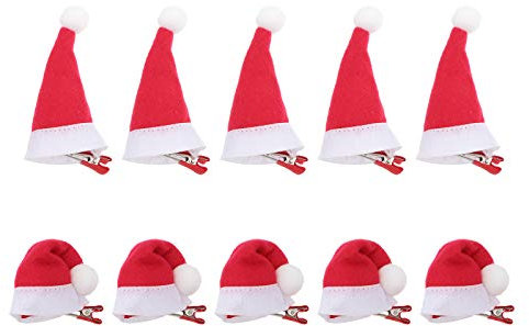 Frcolor 10 Stück Weihnachten Haarspangen Santa Hat Haar Griffe Barrettes Haarnadeln mit Krokodilklemme für Kinder Jugendliche Kleinkinder