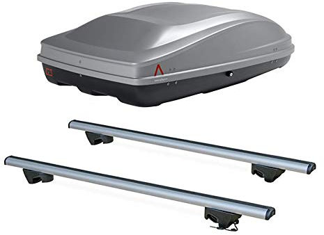 La Prealpina LP + G3 JE31F50+AZ03060035 - Aluminium DACHTRÄGER AEROBRIDGE + DACHBOX G3 Spark ECO 400 GRAU