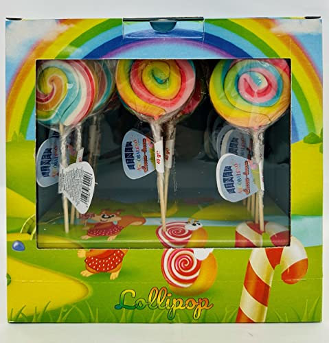 confezione lecca lecca arcobaleno gusto frutta espositore 24 pz 40 gr Rossini's
