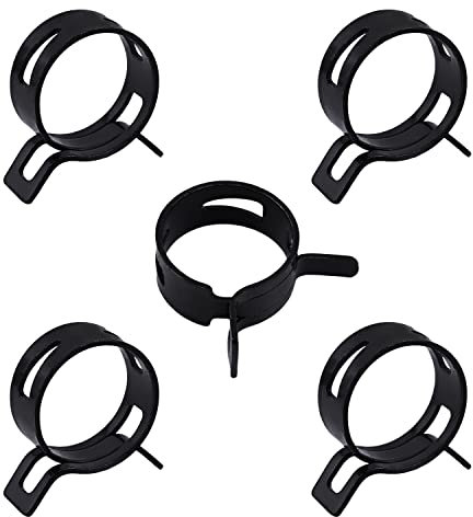 MroMax 5 Stück 26 mm ID-Federband-Schlauchschellen, schwarze Schlauchschelle passend für Kraftstoffleitungen mit 1-3/16 Zoll Außendurchmesser, Silikon-Vakuumschlauch, Luftschlauch und Wasserleitung,