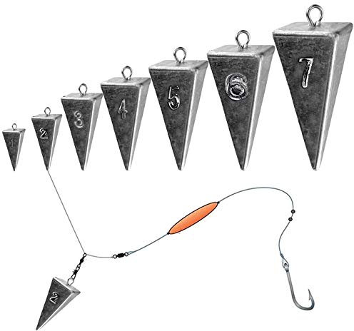 THKFISH Angelgewicht, Angelbleche, Pyramidenförmige Sinker, Angelgewicht, Sinker, 200 g, 5 Stück