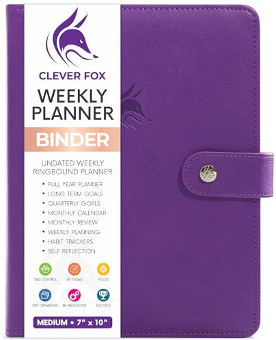 Clever Fox Wochenplaner, Terminplaner für Zeitmanagement und wöchentliche Aufgaben, Organizer für Arbeit und Leben, mit To-Do-Liste und Gewohnheiten-Tracker, undatiert, 17,8 x 22,9 cm, Hardcover
