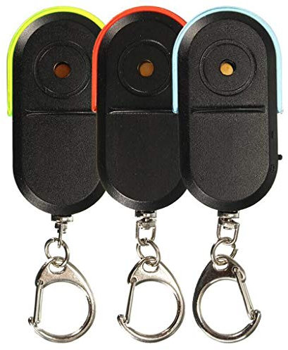 S-TROUBLE Portachiavi con luce a LED con suono di fischio, localizzatore di chiavi di allarme anti-smarrimento wireless
