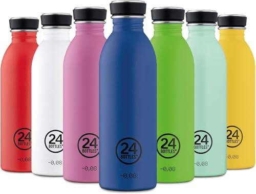 24BOTTLES Urban - Trinkflasche 250ml, Wasserflasche 100% Versiegeltem Deckel, Umweltfreundliche Trinkflasche Edelstahl, Trinkflasche Sport Ultraleichte (Nicht-Thermische), Italian Design, Gold Blue