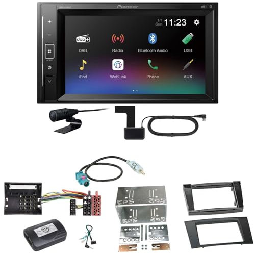 Pioneer DMH-A240DAB Digitalradio Bluetooth USB Autoradio DAB+ Einbauset kompatibel mit Mercedes E Klasse W211 CLS W219