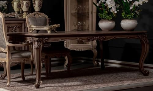 Casa Padrino Luxus Barock Esstisch Braun - Prunkvoller Massivholz Esszimmertisch im Barockstil - Barock Esszimmer Möbel