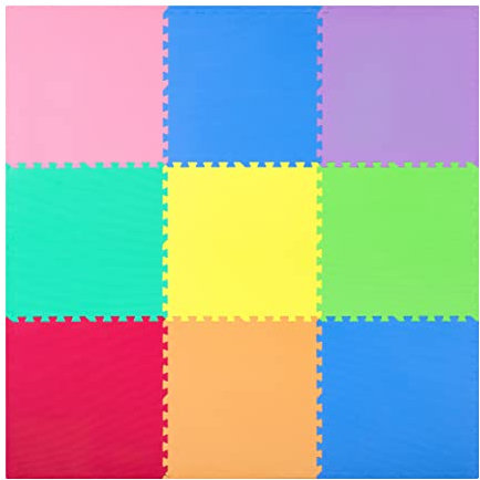 RICOKIDS Kinderspielteppich Puzzlematte Spielzeug Kälteschutz Abwaschbar Spielmatte Spielteppich Matte Schaumstoffmatte Kinderteppich Gummimatte bunt 60x60cm 9 Stück