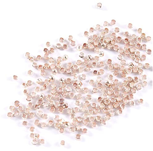 LOT DE 300 PERLES A ECRASER RONDES METAL OR ROSE DIAMETRE 2 mm - CREATION PERLES